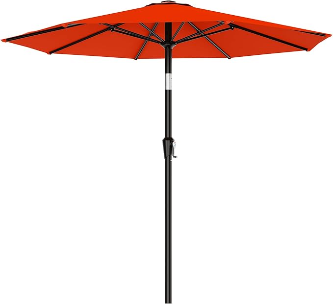 AreShark 9 FT Patio Umbrella for Outdoor, Outdoor Umbrella with Push Button Tilt and Crank, Outdoor Patio Umbrellas with 8 Sturdy Ribs for Market, Garden, Deck, Backyard, Pool (Orange)