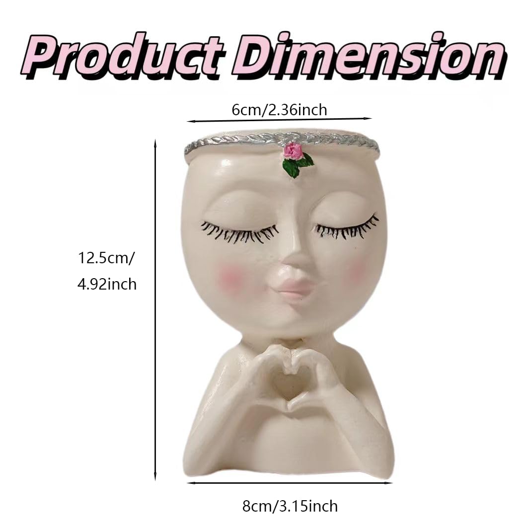 Hakolisz Face Planter Pots Succulent Planters, Unique Face Flower Pot for Indoor Outdoor Plants with Drainage Hole Love Style for Valentine's Day, Mothers Day and Anniversary Birthday Gifts (White)