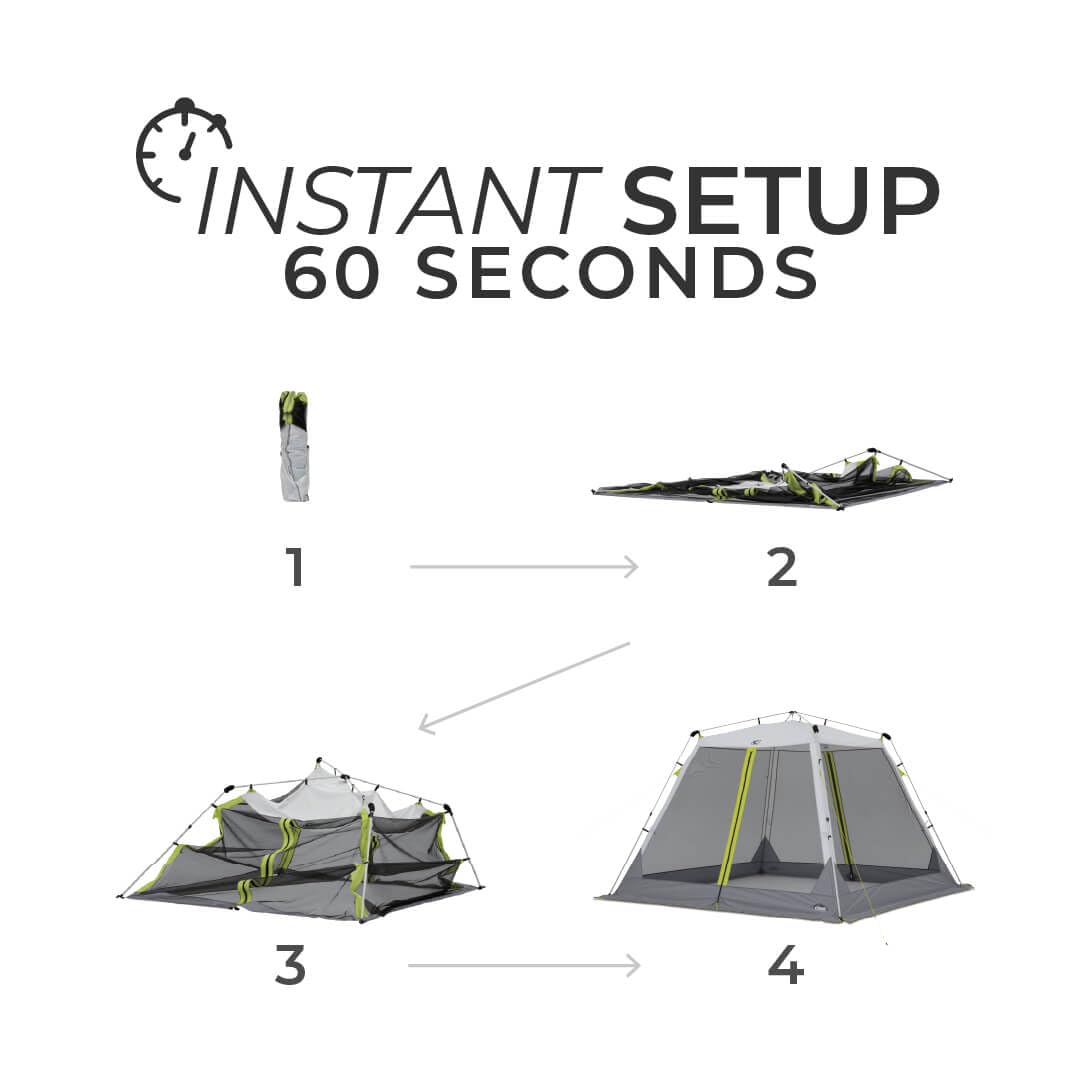 CORE 10’x10’ Instant Screen House | Folding and Portable Large Pop Up Tent Gazebo Canopy Shelter with Included Carry Bag | Perfect for Family Camping, Outdoor, Picnic, Backyards, and Tailgate