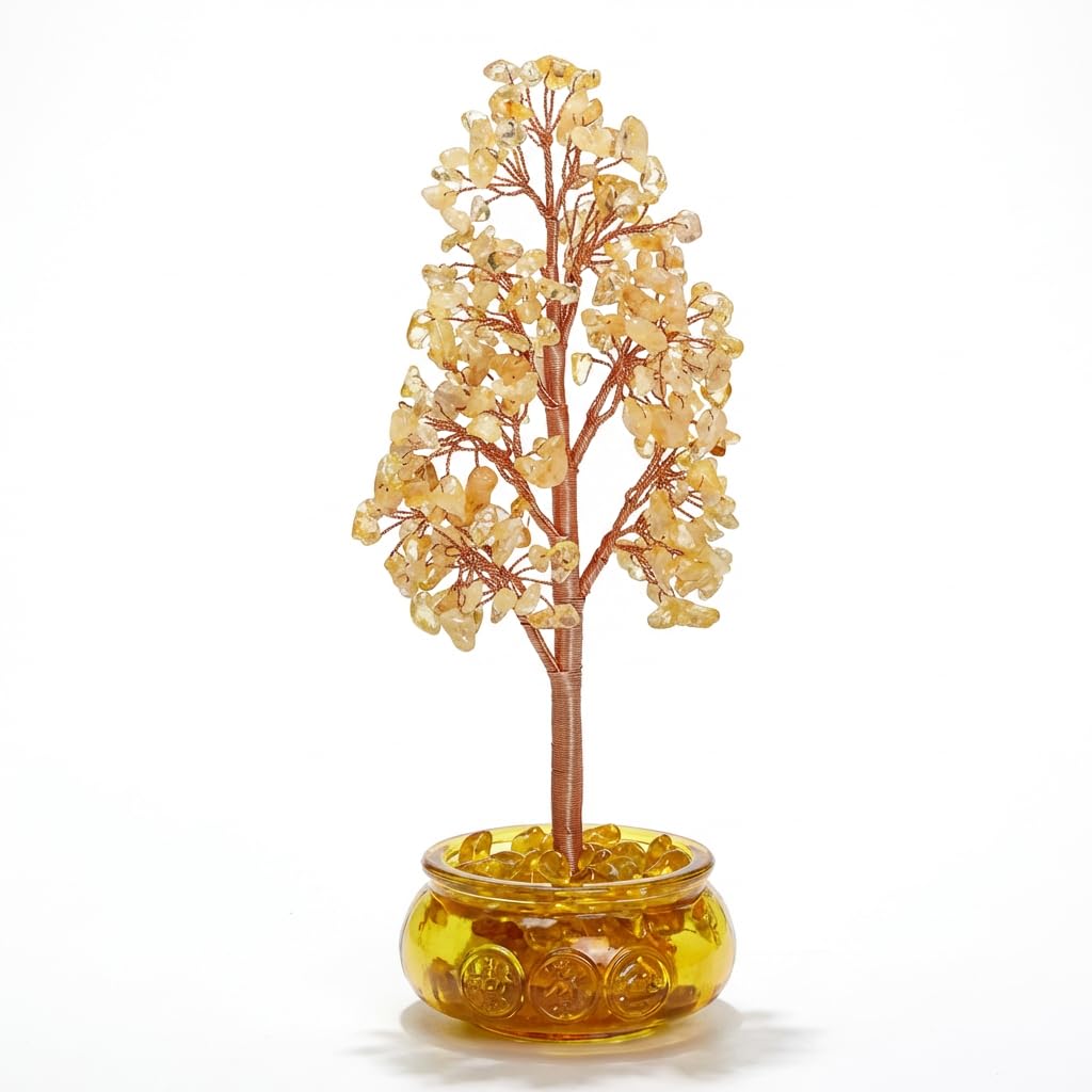 FATONIO Citrine Crystal Tree, Handmade Yellow Gemstone Chakra Healing Feng Shui Bonsai Tree, Friend and Women' Gfit for Wealth and Prosperity, Office Desk Home Decor Housewarming Birthday Gift