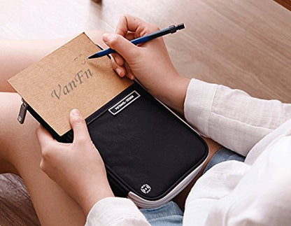 VanFn Family Passport Holder Travel Wallet RFID Blocking Travel Document Organiser Waterproof Holiday Passport Cover Men Women for ID Card, Credit Cards, Flight Tickets, Money, Coins (Black)