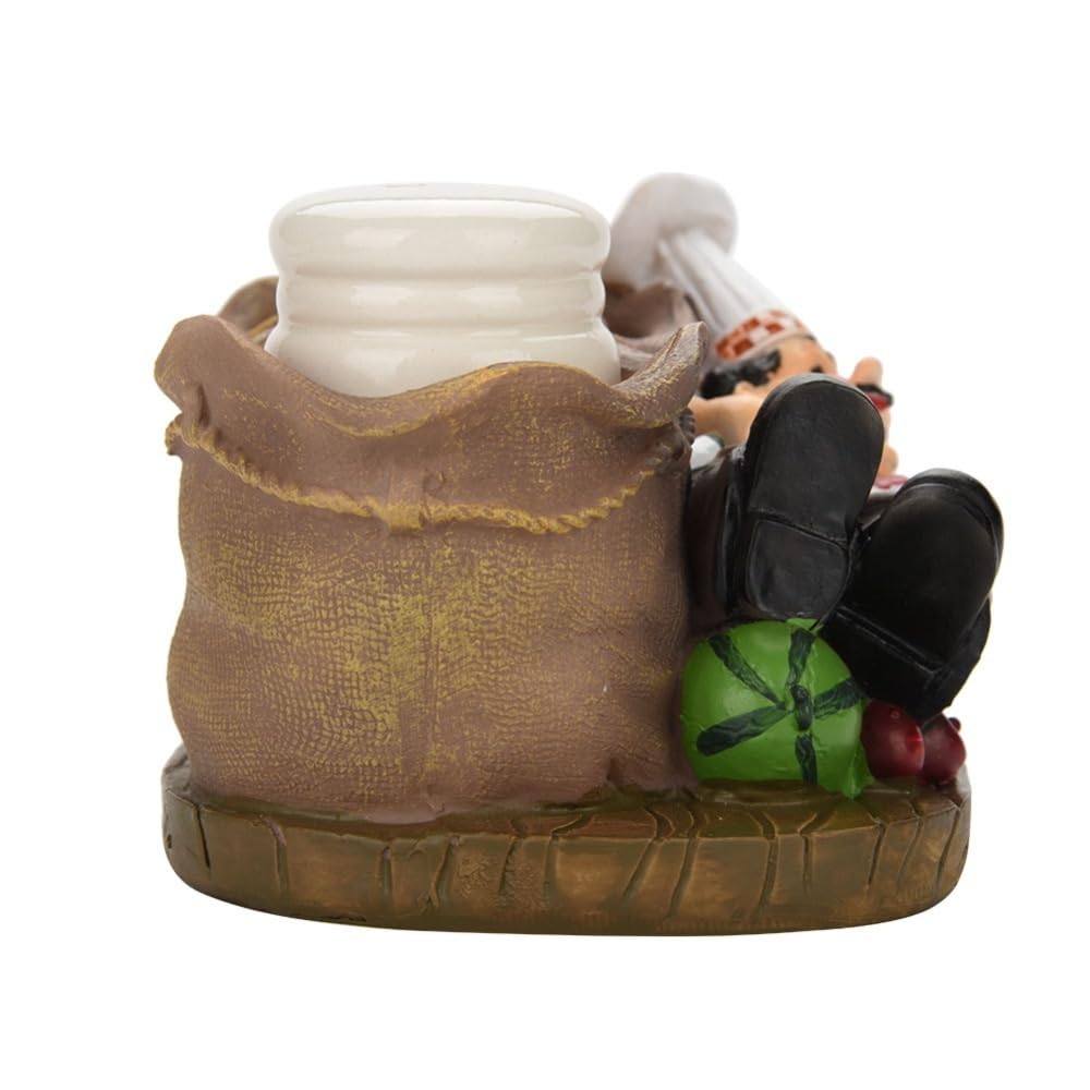 Anu Limen Chef Statue Salt & Peppers Shakers – 2 Jars Resin Seasoning Holder for Kitchen Counter Decor, Spice Bottle Ornament for Home Dining Table(D)