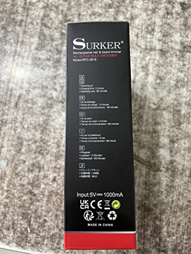 Surker Professional Beard Trimmer Kit - Zero Gapped T-Blade Electric Shaver, Nose & Body Trimmer - Cordless Grooming Kit 7 in 1