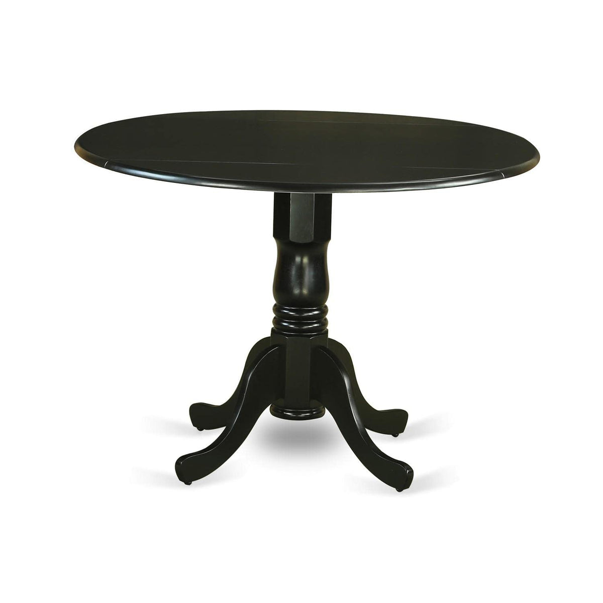 East West Furniture DLBO5-BLK-W 5 Piece Dinette Set for 4 Includes a Round Dining Room Table with Dropleaf and 4 Kitchen Dining Chairs, 42x42 Inch, Black
