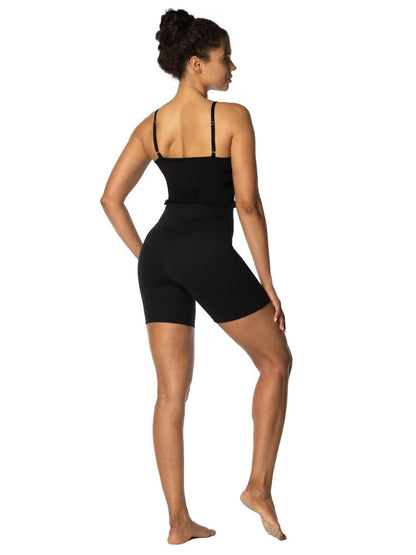 Sunzel Sunzfly Crossover Biker Shorts for Women, V Criss Cross High Waist Yoga Workout Gym Shorts with Tummy Control 6" Inseam Black Large