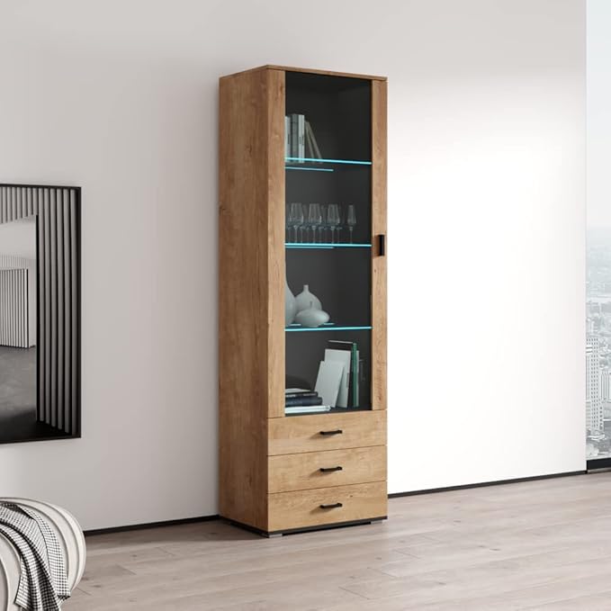 Meble Furniture Soho S1 1D3S Modern Freestanding Bookcase — 16-Color