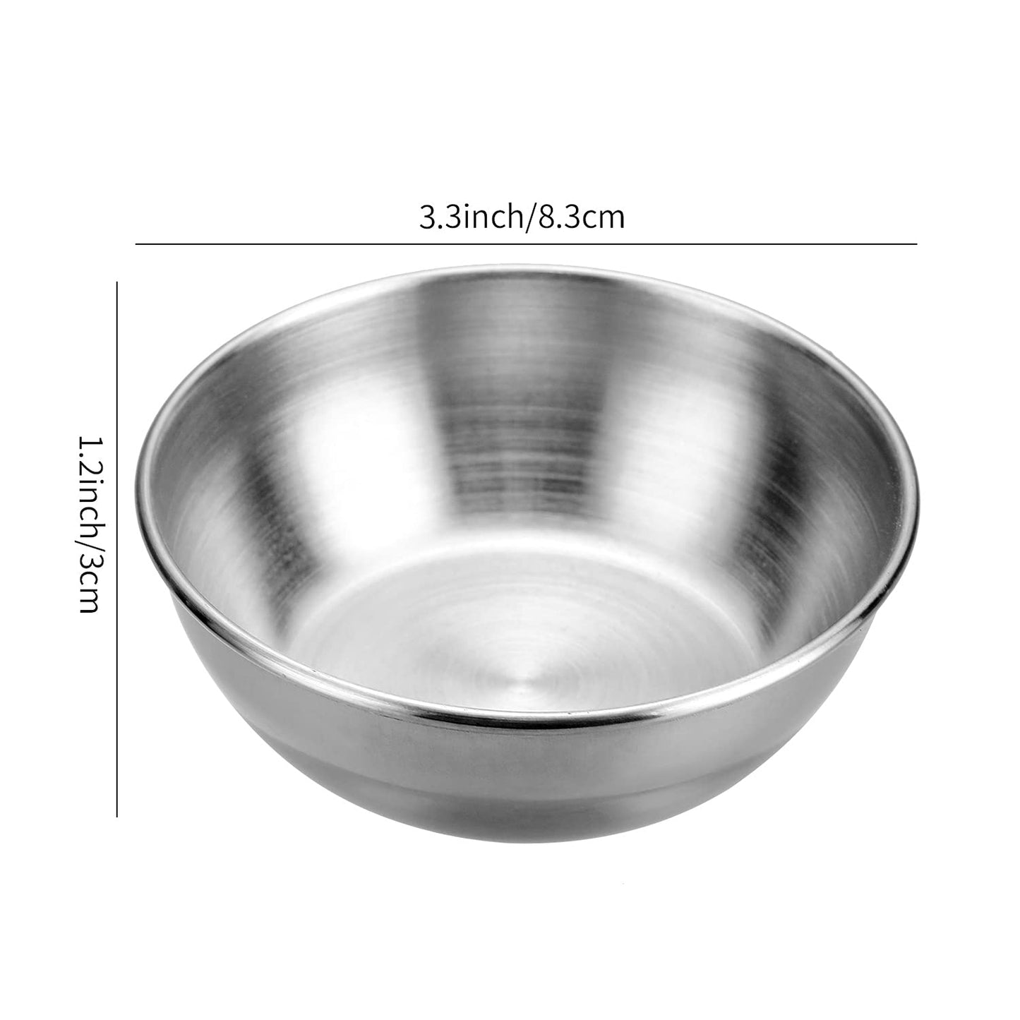 DINYWOW 12pcs Sauce Dishes 3.2 Inch Stainless Steel Round Seasoning Dishes Bowls Condiment Cups Sushi Dipping Small Dish Bowl Saucers Mini Appetizer Plates Silver Color