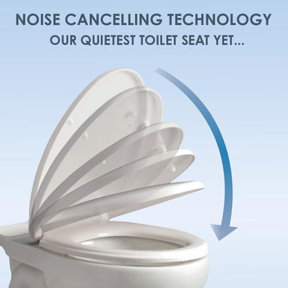 AQUALONA® Premium Thermoplastic Toilet Seat - Soft Close - Hard-Wearing Seat with One Button Hinge Release - Click, Lift & Clean Technology - Top and Bottom Fittings (White - Oval Shaped)