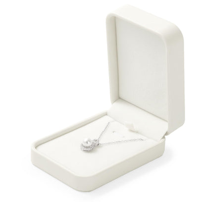 Papten PU Leather Necklace Box Velvet Interior Necklace Gift Box Pendant jewelry Case Display Storage Case for Anniversary Wedding Birthday Mother's Day (White)