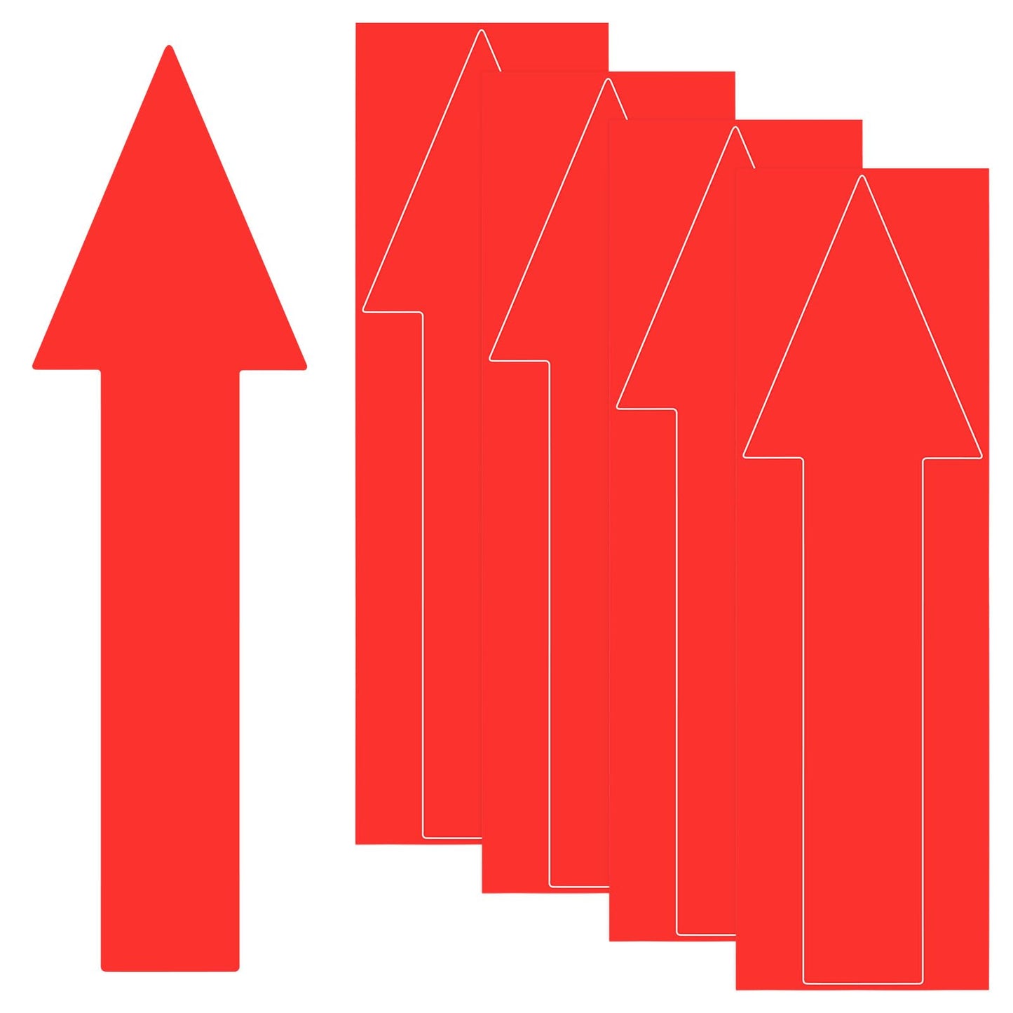 M METERXITY 4-Pack Arrow Sticker, 12 x 4 Inch/ 300 x 90 mm PVC Waterproof Self-Adhesive Directional Arrows Removable Directional Floor Decal Stickers for Wall Marking/Road Sign [Red]