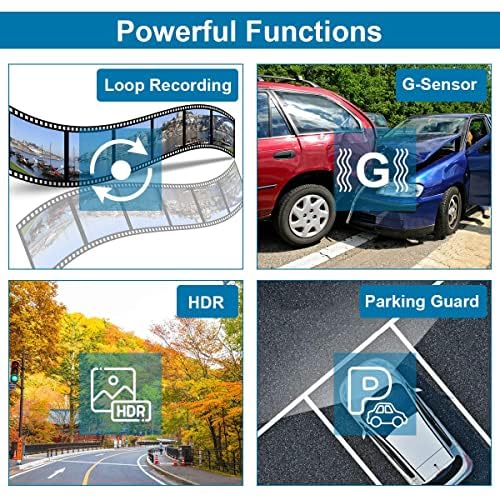 Dash Cam Front and Rear with Card FHD 1080P 3”IPS Screen Dual Camera Dash Cams DVR Car Driving Recorder 170°Wide Angle HDR Dashboard Camera Night Vision Parking Mode Motion Detection Loop Recording