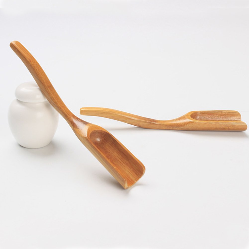 Tea Spoons Natural Bamboo Tea Spoon for Loose Tea ，Cucumis 6Pcs Kung Fu Tea Spade Natural Bamboo Wood Spoons for Scooping Coffee Powder,Tea，Salt，Yeast, Superfood Powders，Cacao