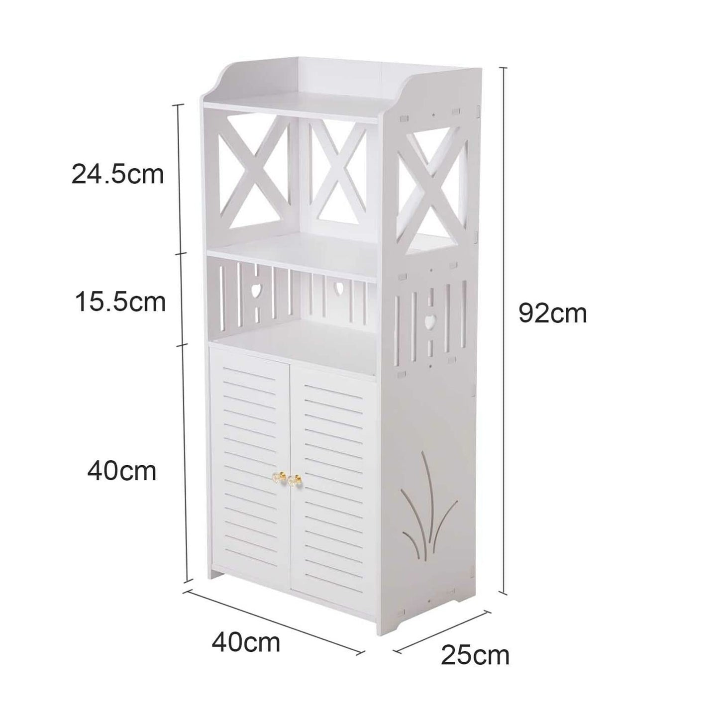Youyijia 3 Tier Bathroom Storage Cabinet Floor Standing Display Cabinet Home Storage Furniture Organizer Unit for Office Living Room Kitchen Entryway White (3 Tier)