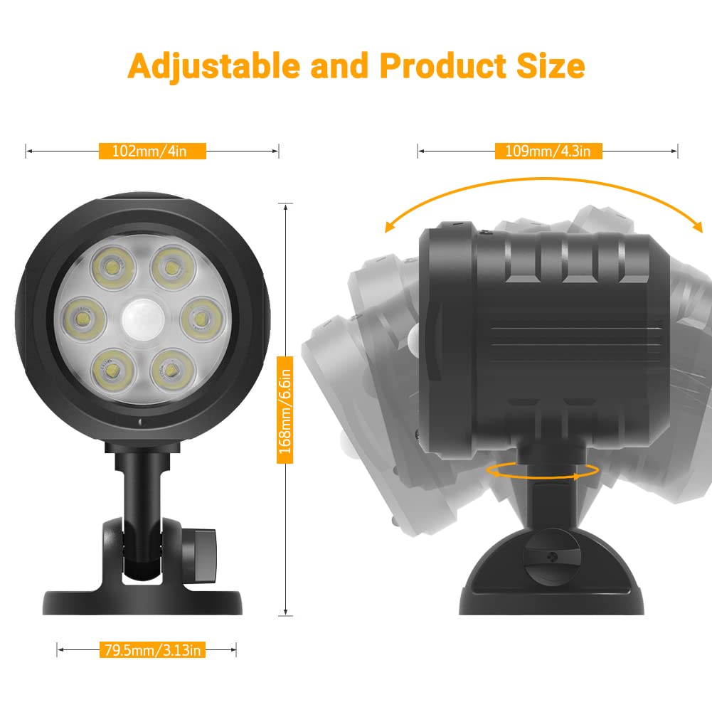 Security Lights Outdoor Motion Sensor, ASOFTY 6 LED 1000 Lumen PIR Wireless Spotlights with Remote Control, IP65 Waterproof 6000K Motion Flood Light for Garage Yard Porch and Patio