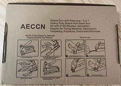 AECCN Staple Gun with 2100 Staples - 3 in 1 Heavy Duty staple Gun Kit with Remover, Durable Stainless Steel Upholstery Stapler for Fixing Material, Decoration DIY, Carpentry, Furniture