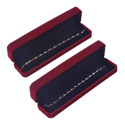 iSuperb 2 Pcs Long Red Velvet Necklace Box Chain Bracelet Boxes Cases 8.7x1.6x2inch Jewelry Display Storage Gift Box