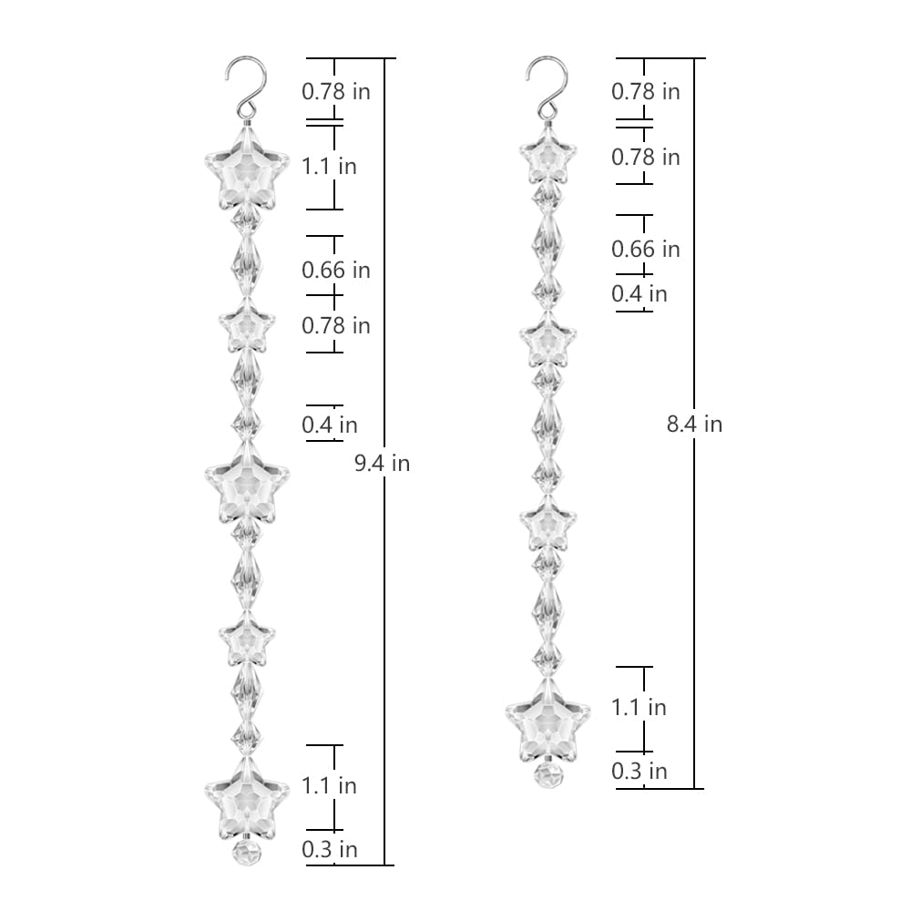 Clear Acrylic Crystal Ornaments Garlands for lampshade，Lamps, Chandeliers, Centerpieces and Christmas Trees (Star Clear Acrylic-12PCS)