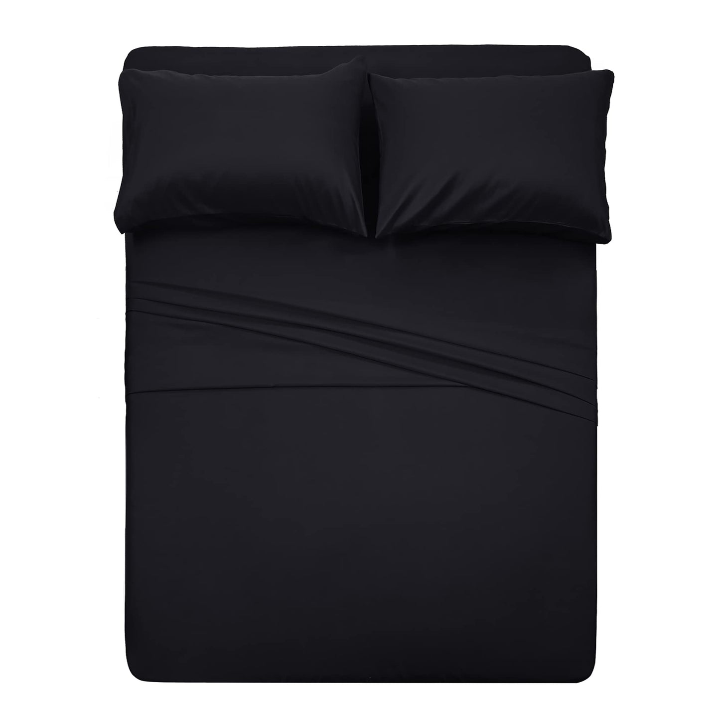 Best Season Cotton Full Size Sheet Set (Black) 4 Piece - 100% Cotton Sheets Set, Soft Cotton Bed Sheets Sets with Deep Pocket fit Up to 16 inch