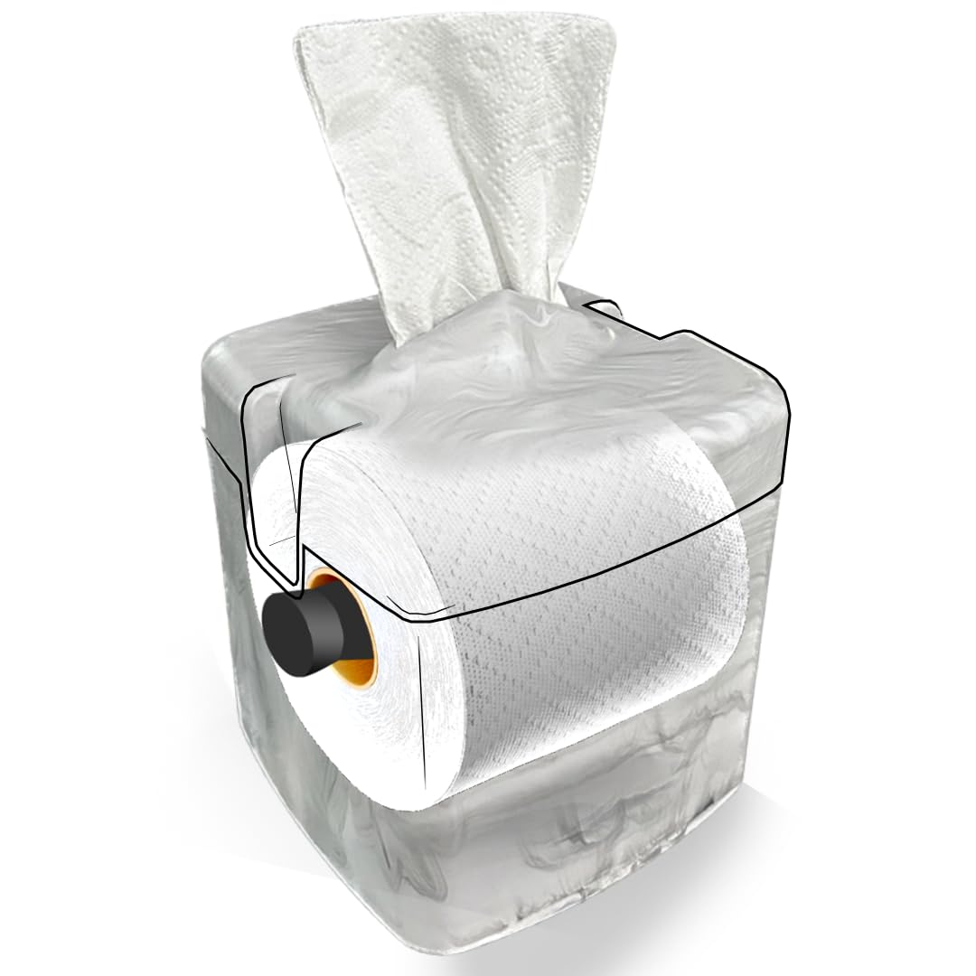 Tissuecaddy Life Hack Toilet Paper Dispenser - Money Saver Alternative to Tissue Box and Tissue Box Holder | Home, Bathroom, and More - White Marble