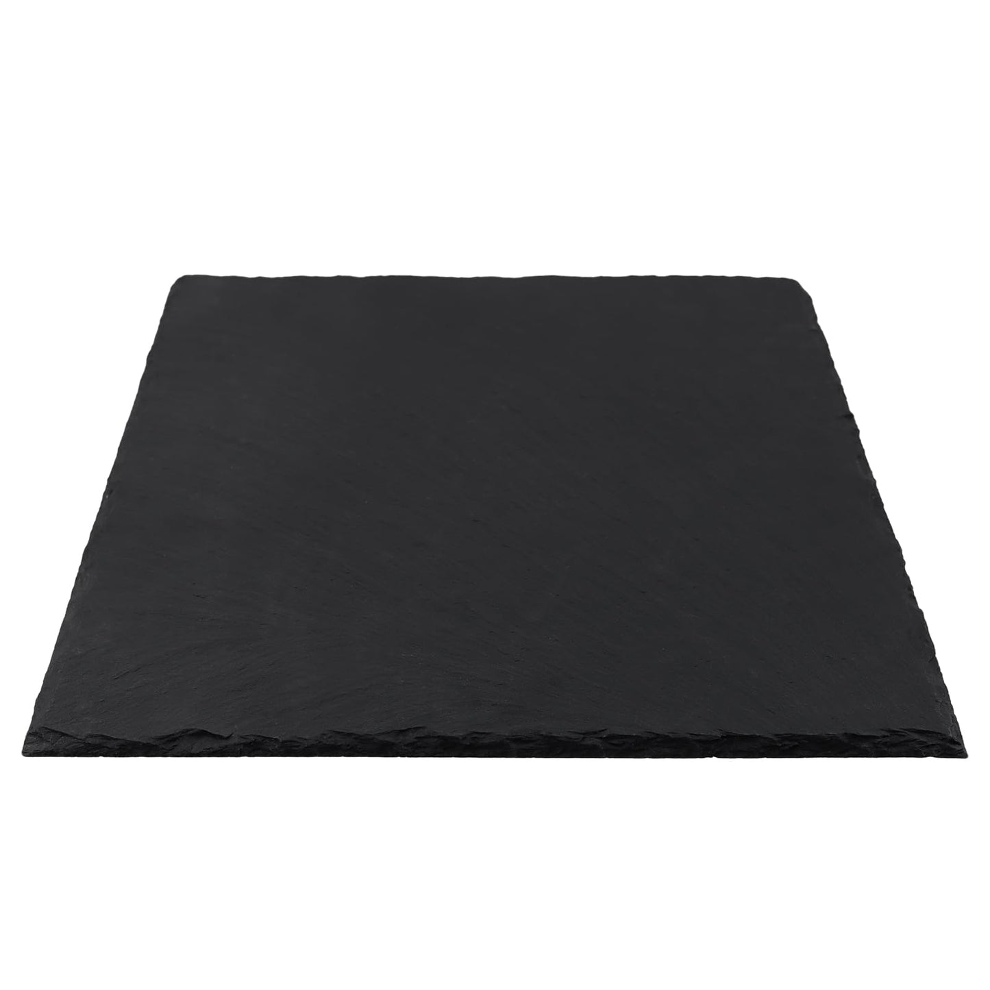 MOUYAT 4 Pack 12x10 Inch Black Slate Plates, Rectangle Slate Cheese Board with Natural Edge, Natural Stone Plates Cutting Board Charcuterie Boards for Cheese, Sushi, Meat, Appetizers