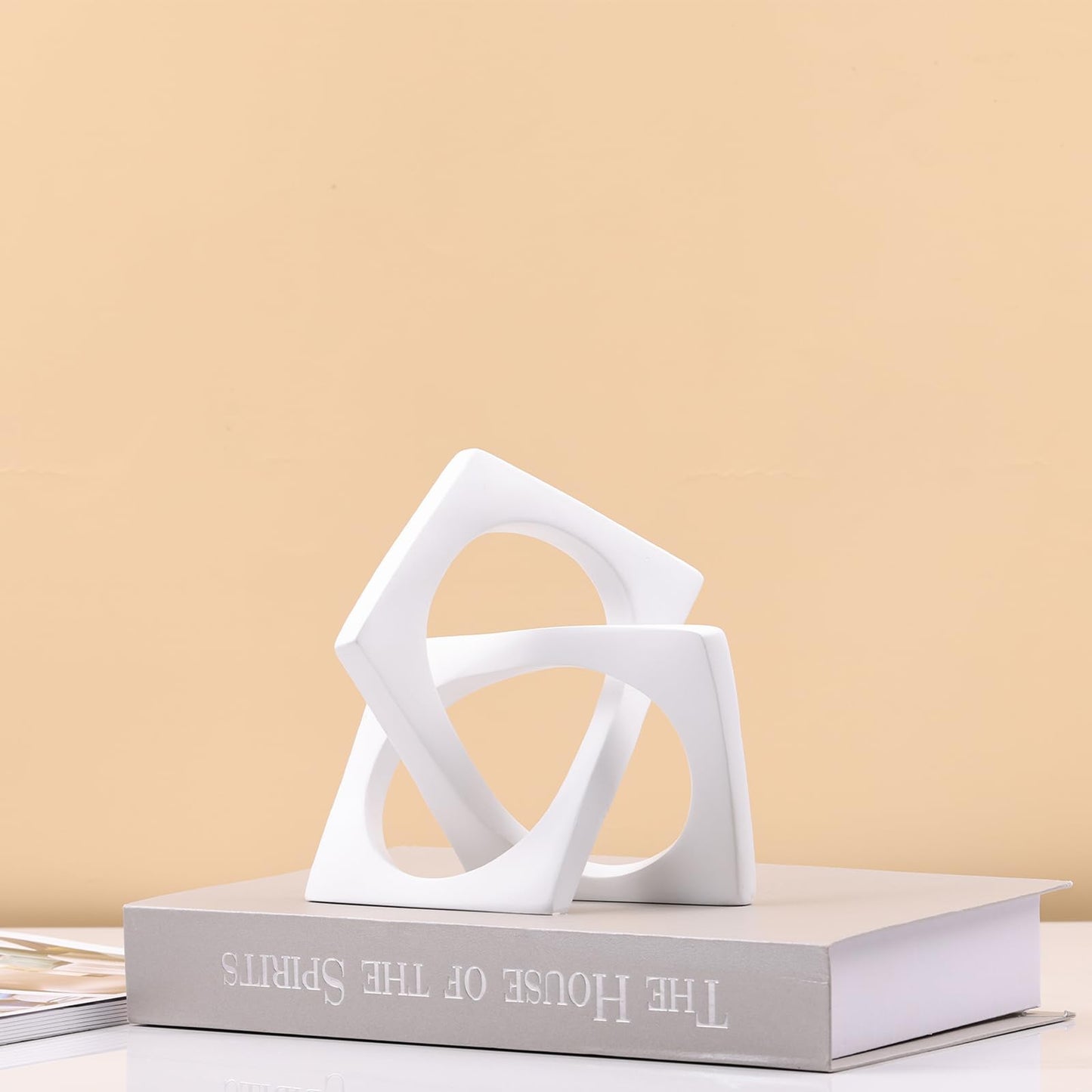 DOVDOV Geometric Cube White Knot Decorations, Geometric Sculptures, Modern Home Decorations for Home Decor Accents, Dining Tables, on Shelves, Consoles, entryway Tabletop centrepieces