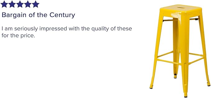 Flash Furniture Lily 4 Pack Commercial Grade 30" High Backless Yellow Metal
