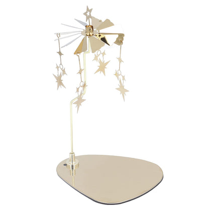Rotating Candle Holder, Romantic Heat Activated Spinner Decoration for Home Wedding Stainless Steel Gold 13 x 10.5cm Tray 18cm Stand 1 Set