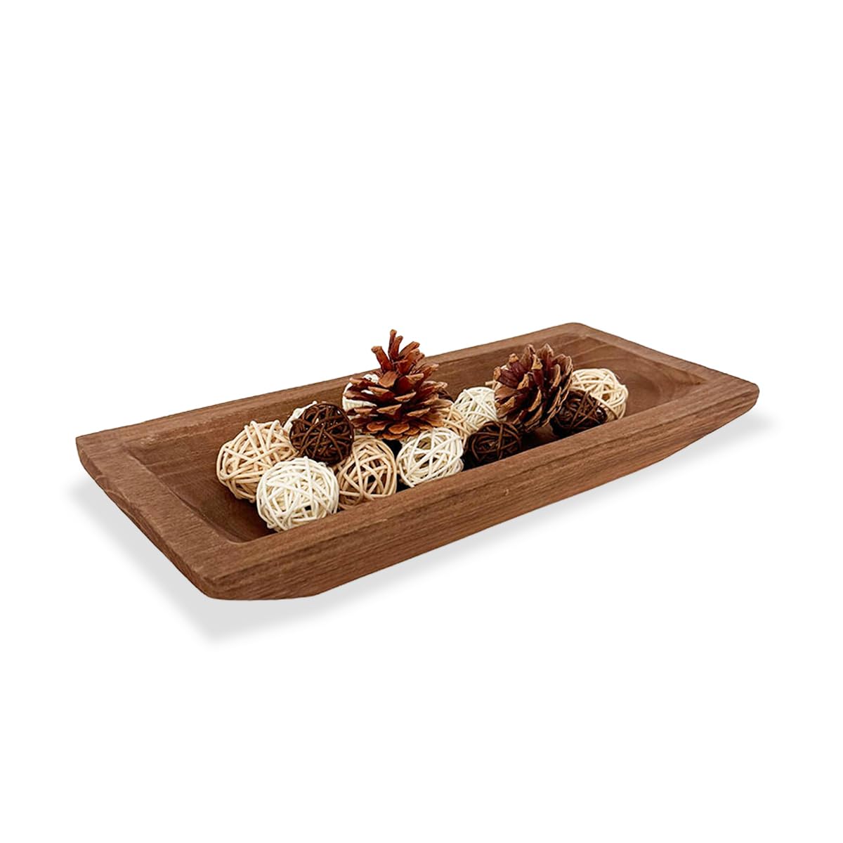 ZJSYTQS Wooden Decorative Dough Bowl For Home Decor, long Wooden Bowl for EntryWay Table,Coffee Table Decor for tv stand, Living Room,Kitchen Table Centerpieces(Brown)