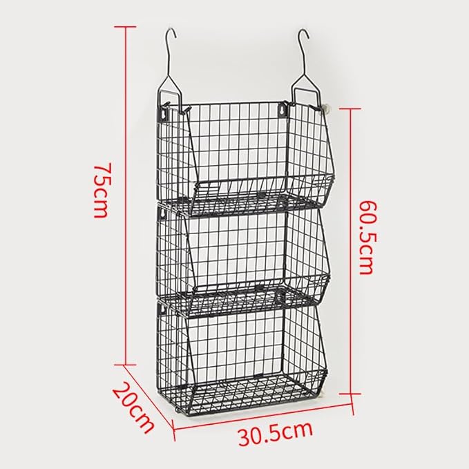 3 Tier Hanging Foldable Wire Baskets Closet Organizer Clothes Shelves
