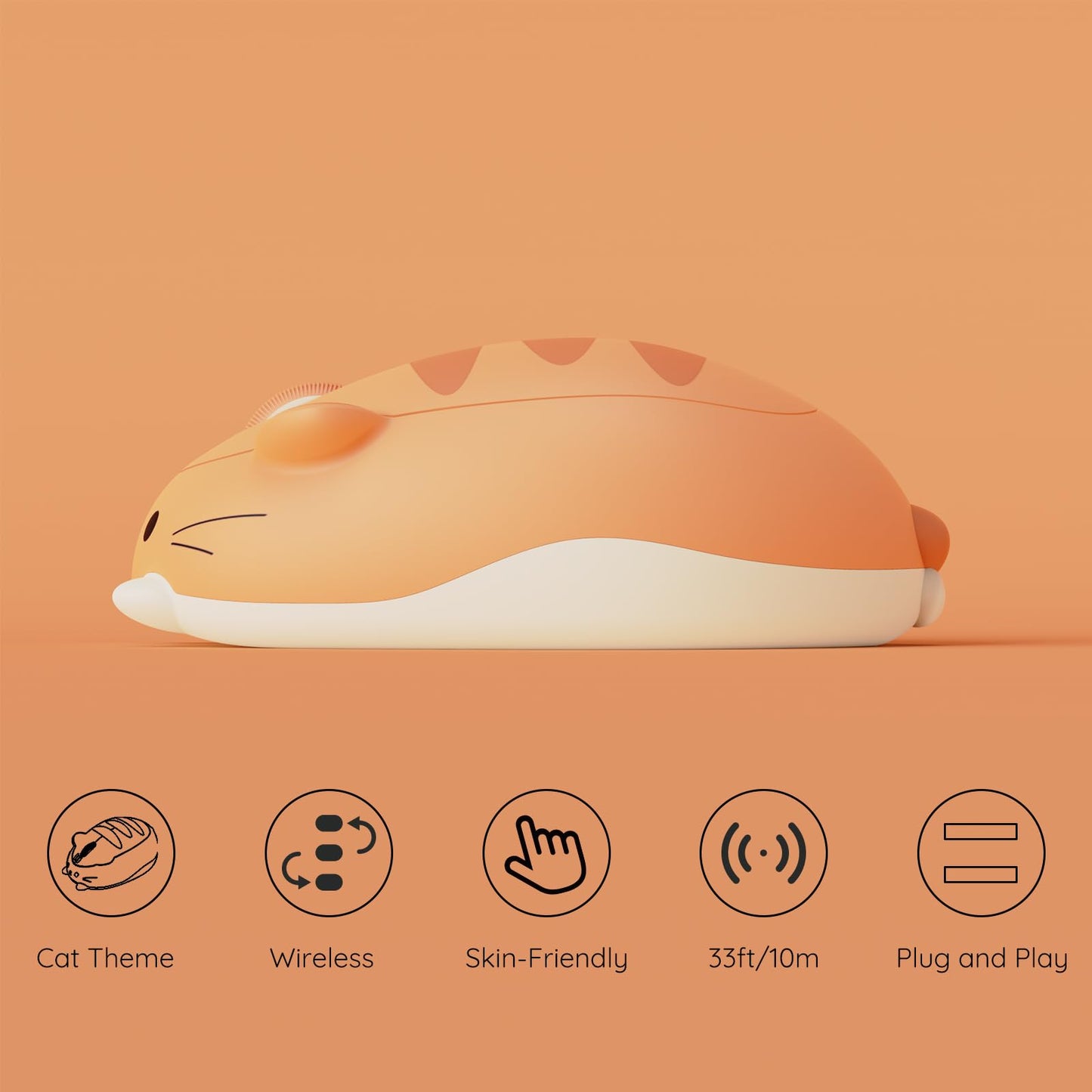 Akko Cat Theme Wireless Gaming Mouse, 2.4G GHz with a USB Receiver, Cute Optical Cordless Cartoon Mice for Computer/Laptop/Desktop/PC, Compatible with Mac/Win (Gray Mimo)