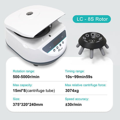 Benchtop Centrifuge Machine for PRP Digital Lab Centrifugadora de Plasma 2ml/5ml/ 10ml /15mlx8 Capacity,500-5000rpm|3074xg w/Timer