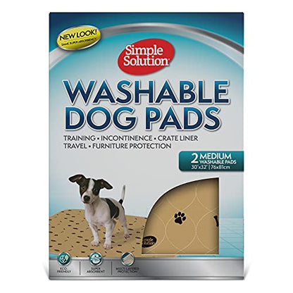 Simple Solution Washable Training and Travel Dog Pads, Re-usable Dog Pee Pad, Absorbent and Odour Controlling Medium - Pack of 2