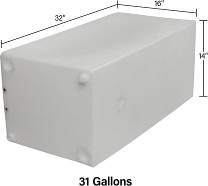 Ameri-Kart 29 Gallon RV Fresh Water Tank, Potable Water Storage Tank for Drinking, Cooking, Cleaning, Showering, for Campers, Trailers, Motorhomes, RVs, Cube Shape, 32" x 16" x 14" (WT-5077)