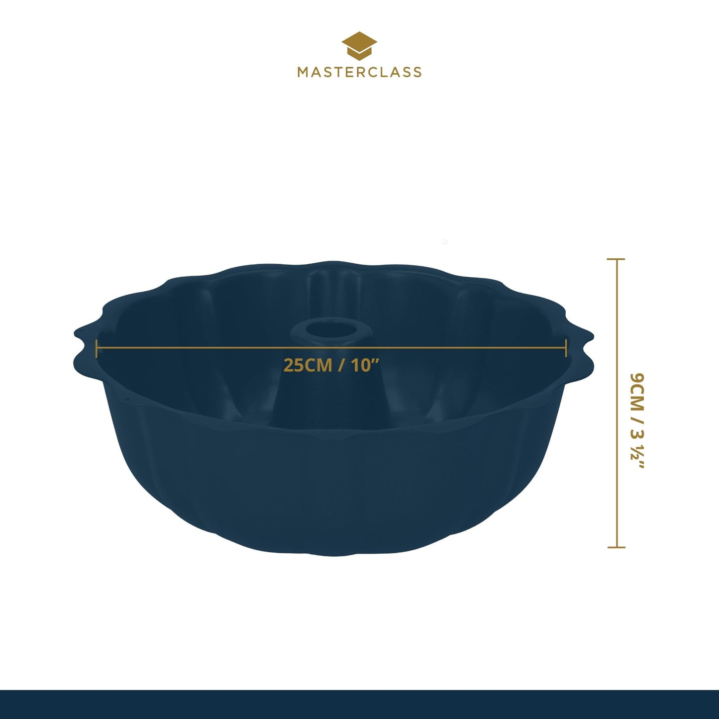 MasterClass FBA_KCMCHB18 27 cm Fluted Ring Cake Tin with PFOA Non Stick Coating, Robust 1 mm Thick Carbon Steel, 10.5 Inch Savarin Mould, Grey