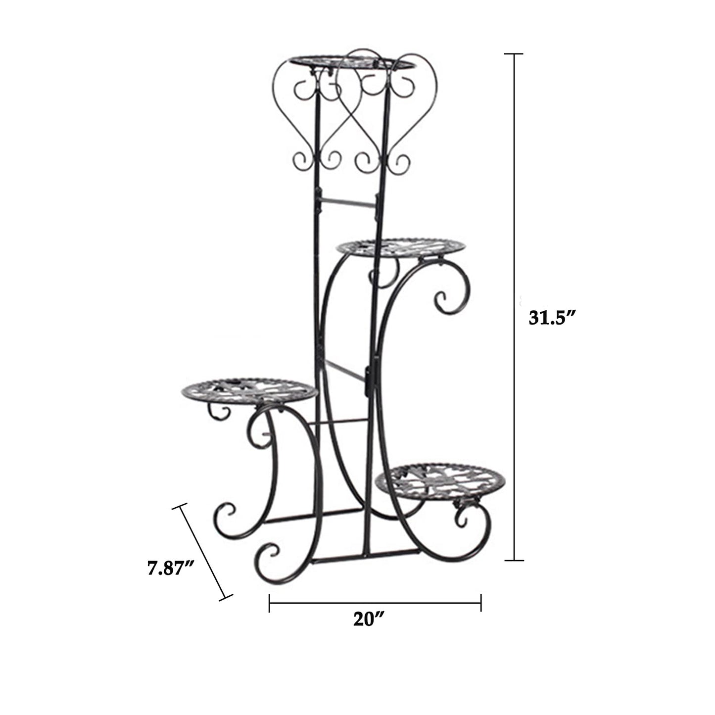 LOYALHEARTDY Metal Plant Stand Indoor Outdoor - 4 Tier Flower Pot Holder Shelf - Wrought Iron Planter Display Rack - Corner Vertical Shelves Organizer for Garden Patio Lawn Balcony