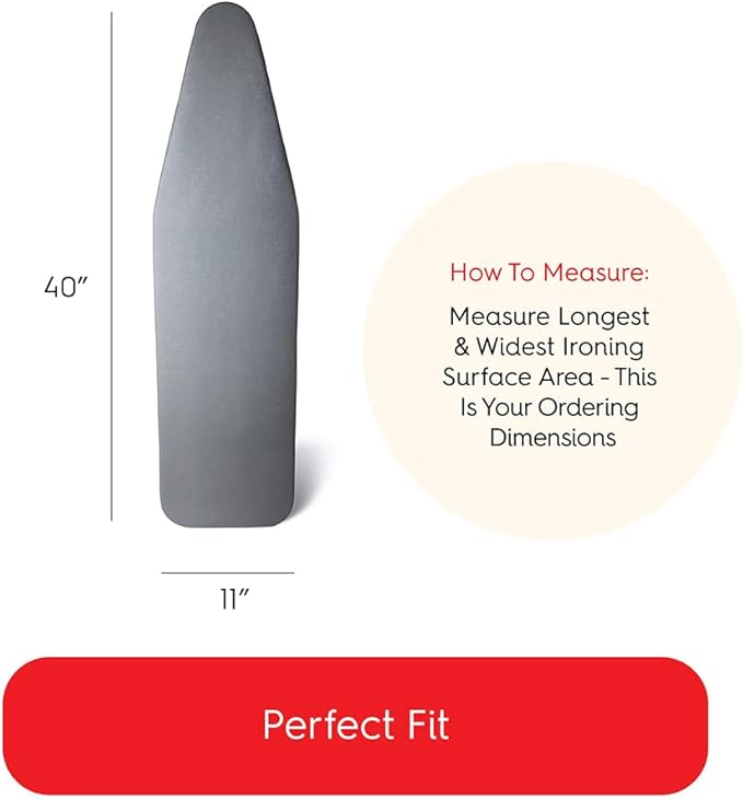 TIVIT Ironing Board Cover 11 x 40” – Made in Italy, Alumitek PRO Heat-Reflective