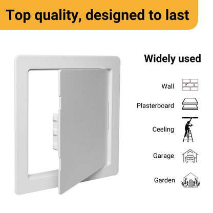 Proxinova Paintable Access Panel 200x200 mm, High-Grade ABS Plastic Panels for Inspection Hatch, Fuse Box Cover Cabinet, Wall and Ceiling, Conceals Wires, Meters, Pipes, Fits Flush to Surfaces