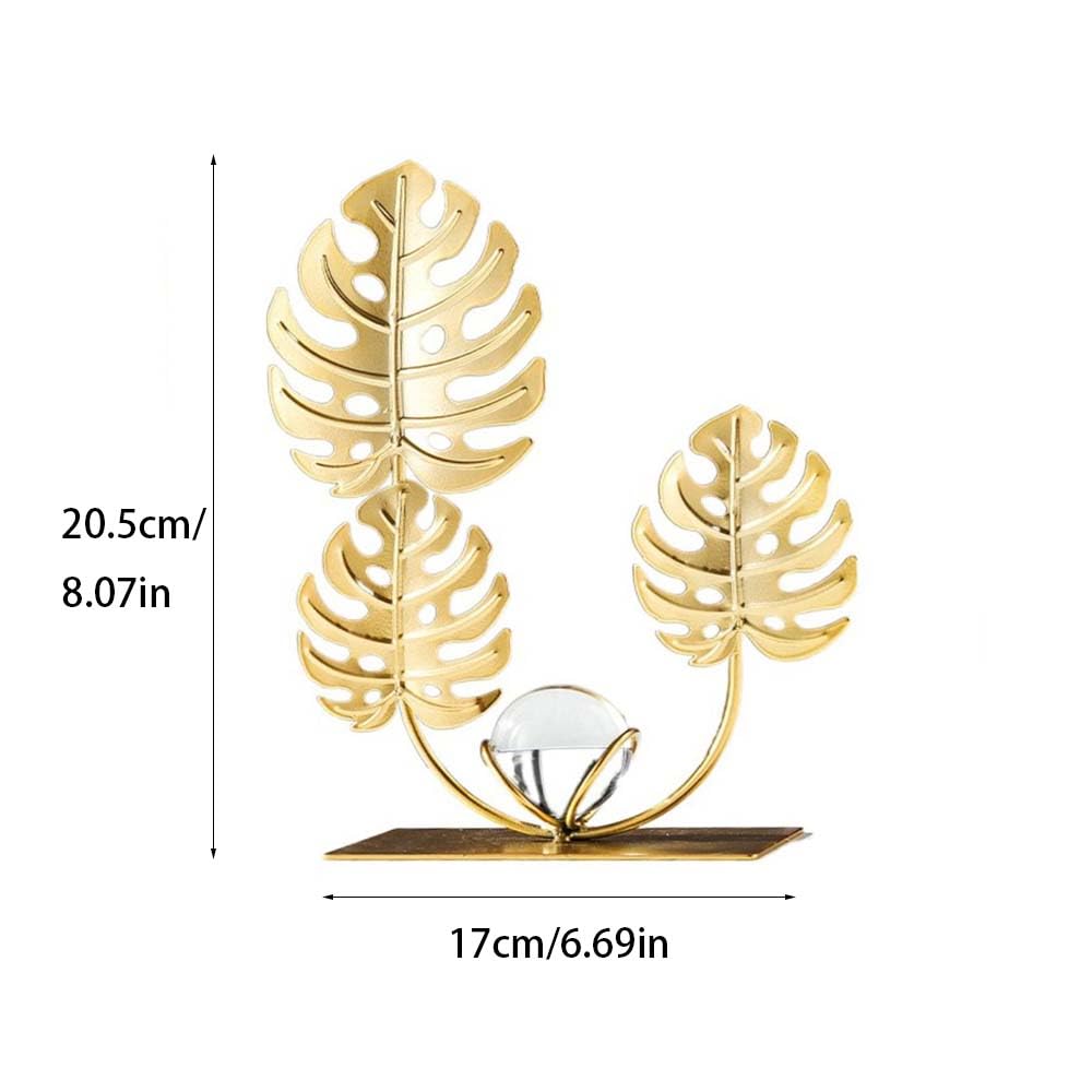 zaoalife Metal Leaf Statue Crystal Ball Ornaments Turtle Leaf Home Decor Metal Leaf Sculpture Office Crafts Bedroom Home Bookshelf Collectibles