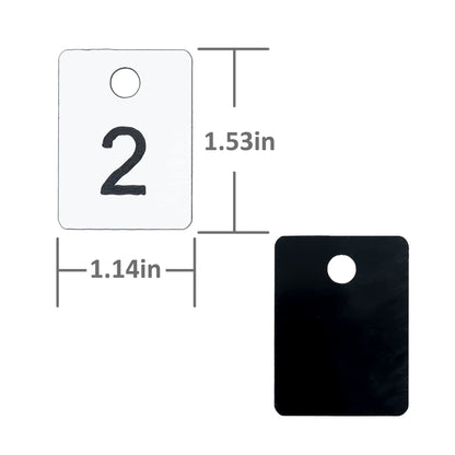 StayMax Plastic Numbered Tags Rectangle Key Number Tags Number Disc with Hole (1-100, White)