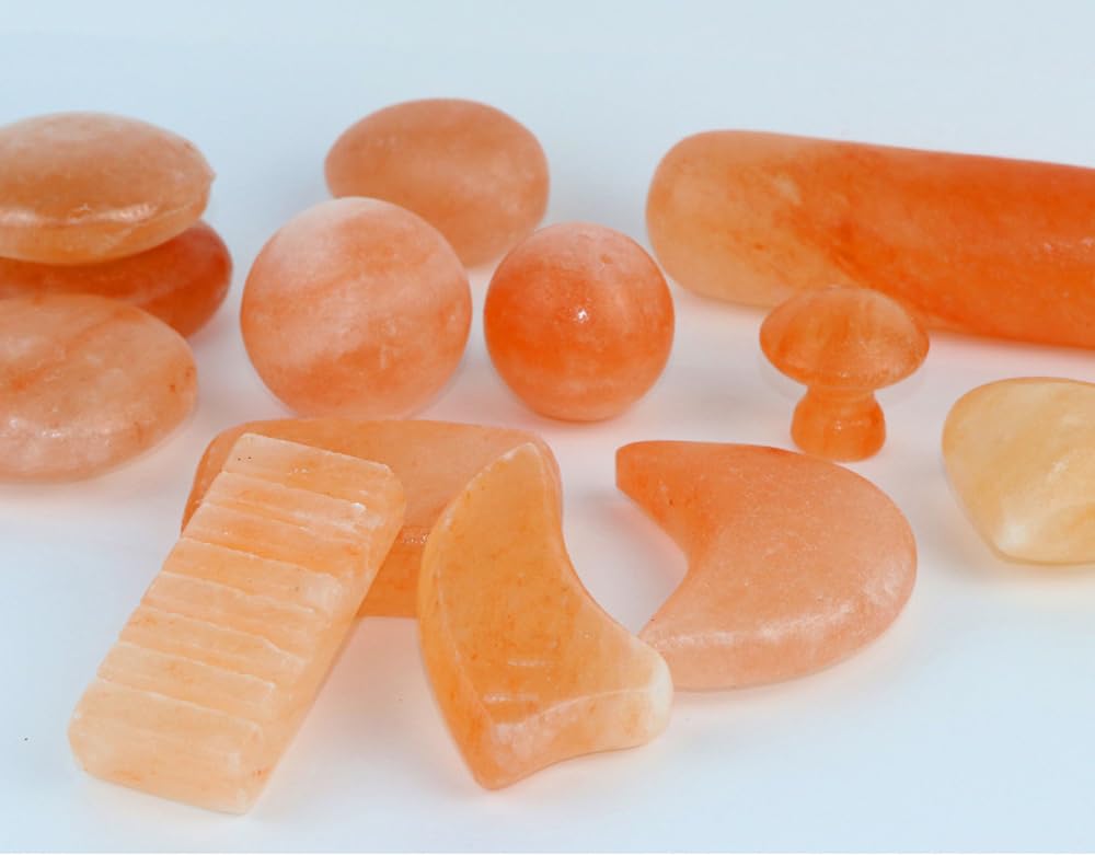 QYLHH 2 Pcs Mushroom Shape Himalayan Salt Massage Stones Hot Massage Cold Massage Stones Set Warm Rocks Kit for Facial SPA