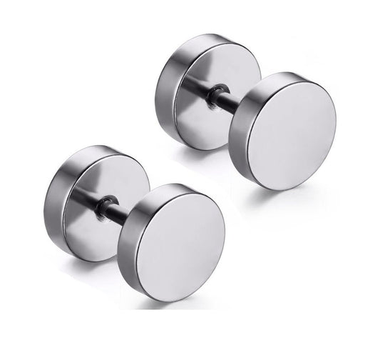 Xusamss Punk Body Piercing Titanium Steel Round Barbell Stud Earrings