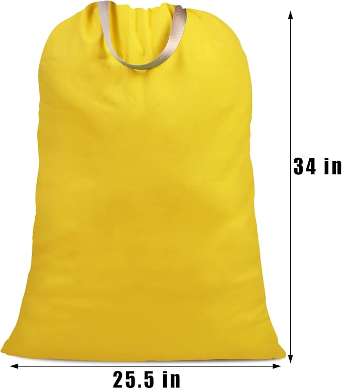 Cotton Canvas Laundry Bag with Handles & Drawstring Straps, Heavy Duty Extra
