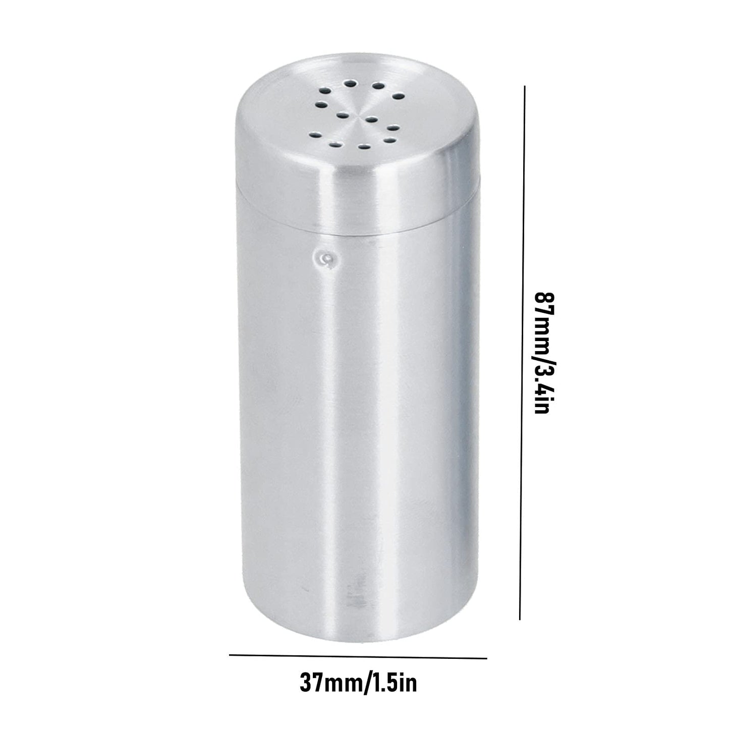 Salt Seasoning Bottle 2 Pcs Condiment Pots, Stainless Steel Jar Shakers Kitchen Container Tool, 1.5x1.5x3.4in 6.8oz Seasoning Shaker for Salt Cinnamon (Stainless