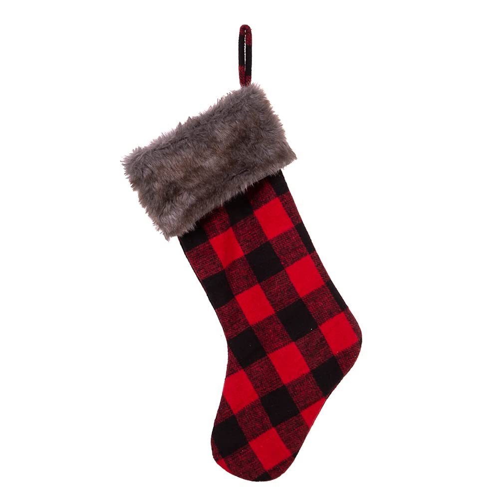 Kurt Adler SG0172 21" Fabric Plaid Stocking with Faux Fur Cuff