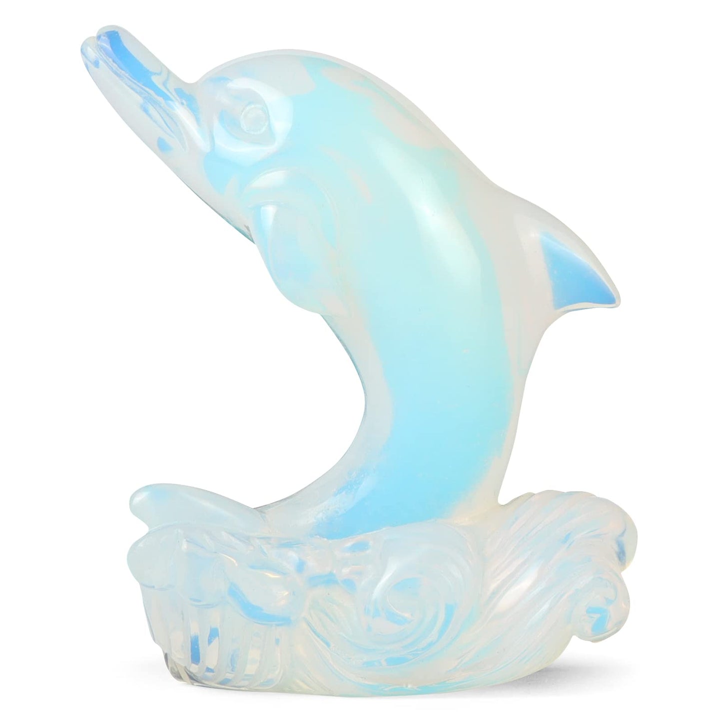 Hxswkk Opalite Crystal Dolphins Figurines Collectibles Crystal Statue Sea Animal Sculpture Home Desk Decoration Ornaments Dolphin Gifts for Women