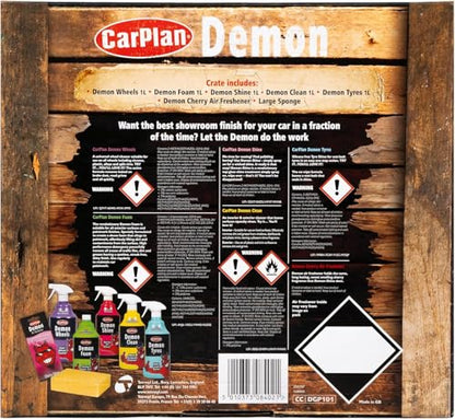 CarPlan Demon 7pc Car Care Gift Pack - Includes Demon Shine, Wheels, Foam, Tyres & More