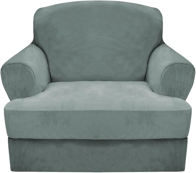 CUCRAF T Cushion Sofa Cover 2 Piece Armchair Slipcovers, Soft Thick Velvet