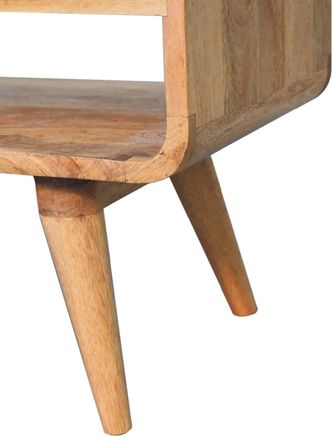 Reverse Curve Oak ish Media Unit