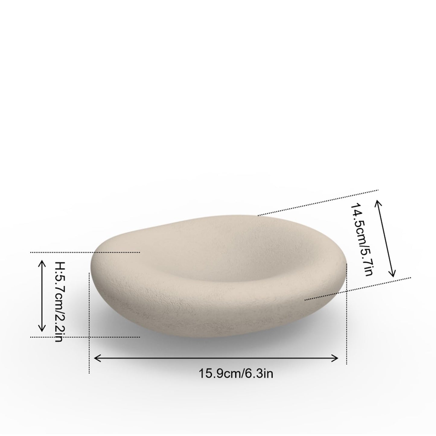6.3 Inch Cloud Bowl, Decorative Concrete Bowl for Home Decor, Key Tray for Entryway Table, Concretes Jewelry Tray, Asymmetrical Concrete Organic Bowles (Beige)