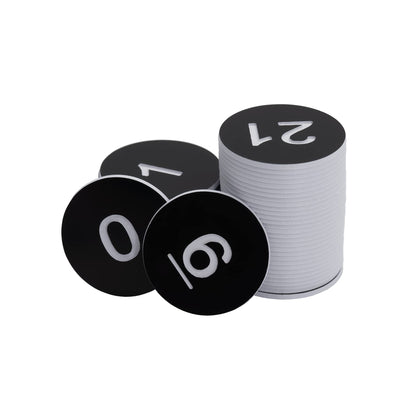 StayMax Round Plastic Numbered Discs Number Tags Engraved Numbered Tags Without Hole (0-50, Black)